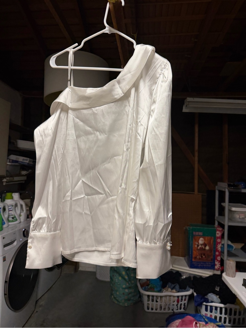 NWT Zaful One Shoulder Long Sleeve White Size 12 Women’s Blouse